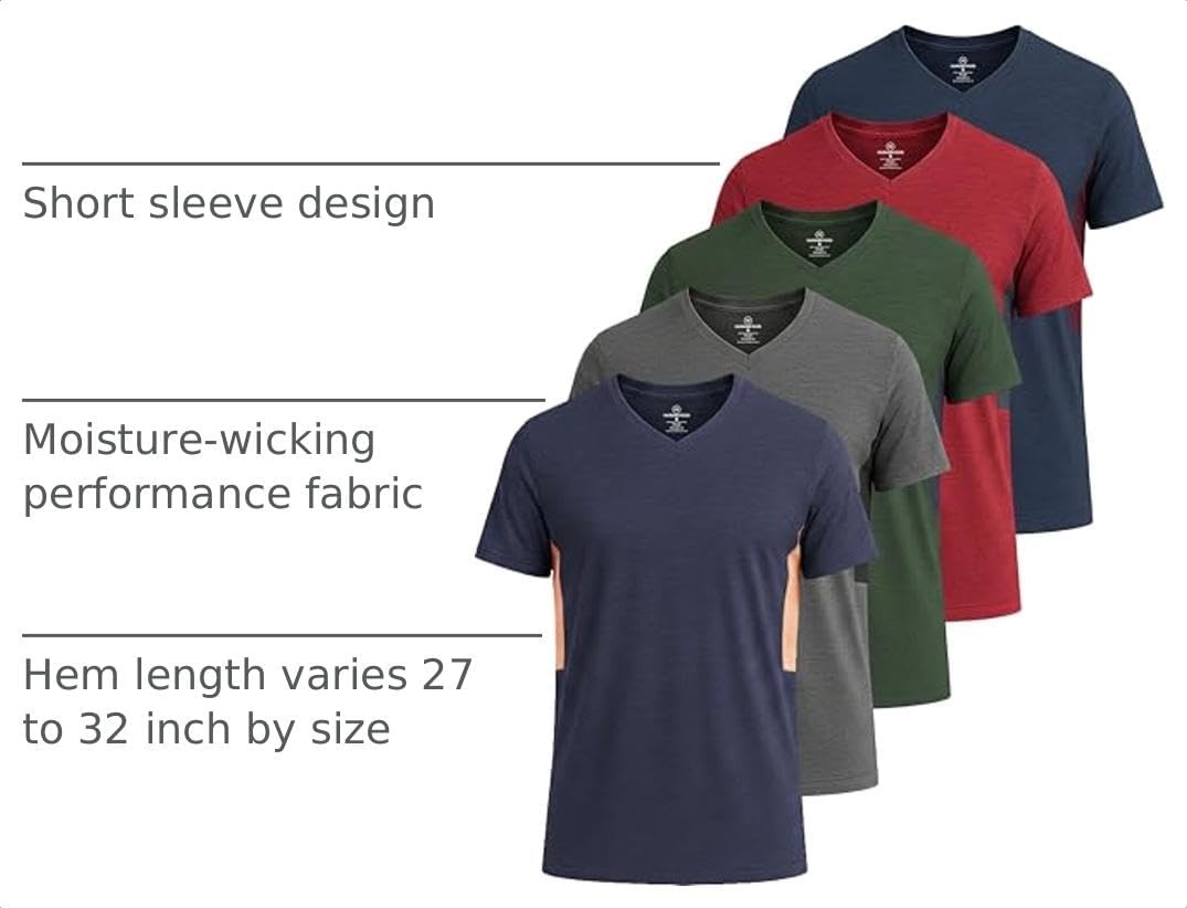 image:image5 Pack Mens Dry Fit V Neck Workout T Shirts Athletic Gym Fitness TeesSet 4