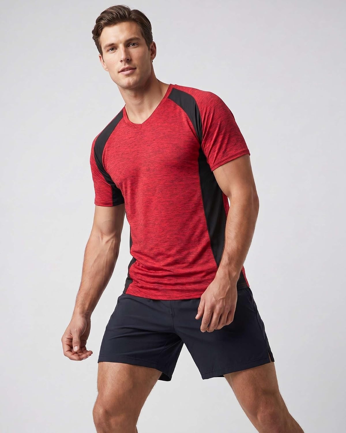 image:image5 Pack Mens Dry Fit V Neck Workout T Shirts Athletic Gym Fitness TeesSet 5