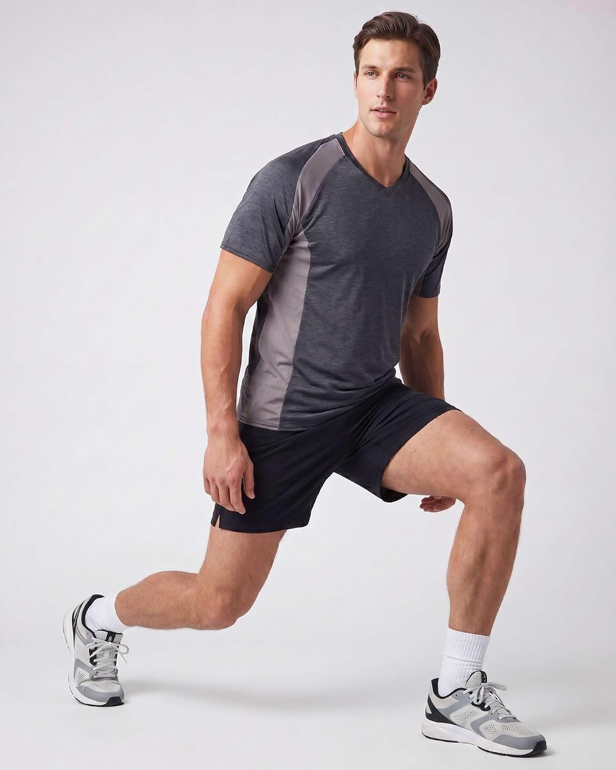 image:image5 Pack Mens Dry Fit V Neck Workout T Shirts Athletic Gym Fitness TeesSet 5