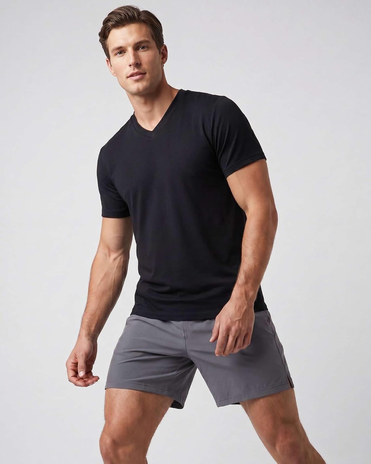 image:image5 Pack Mens Dry Fit V Neck Workout T Shirts Athletic Gym Fitness TeesSet 6