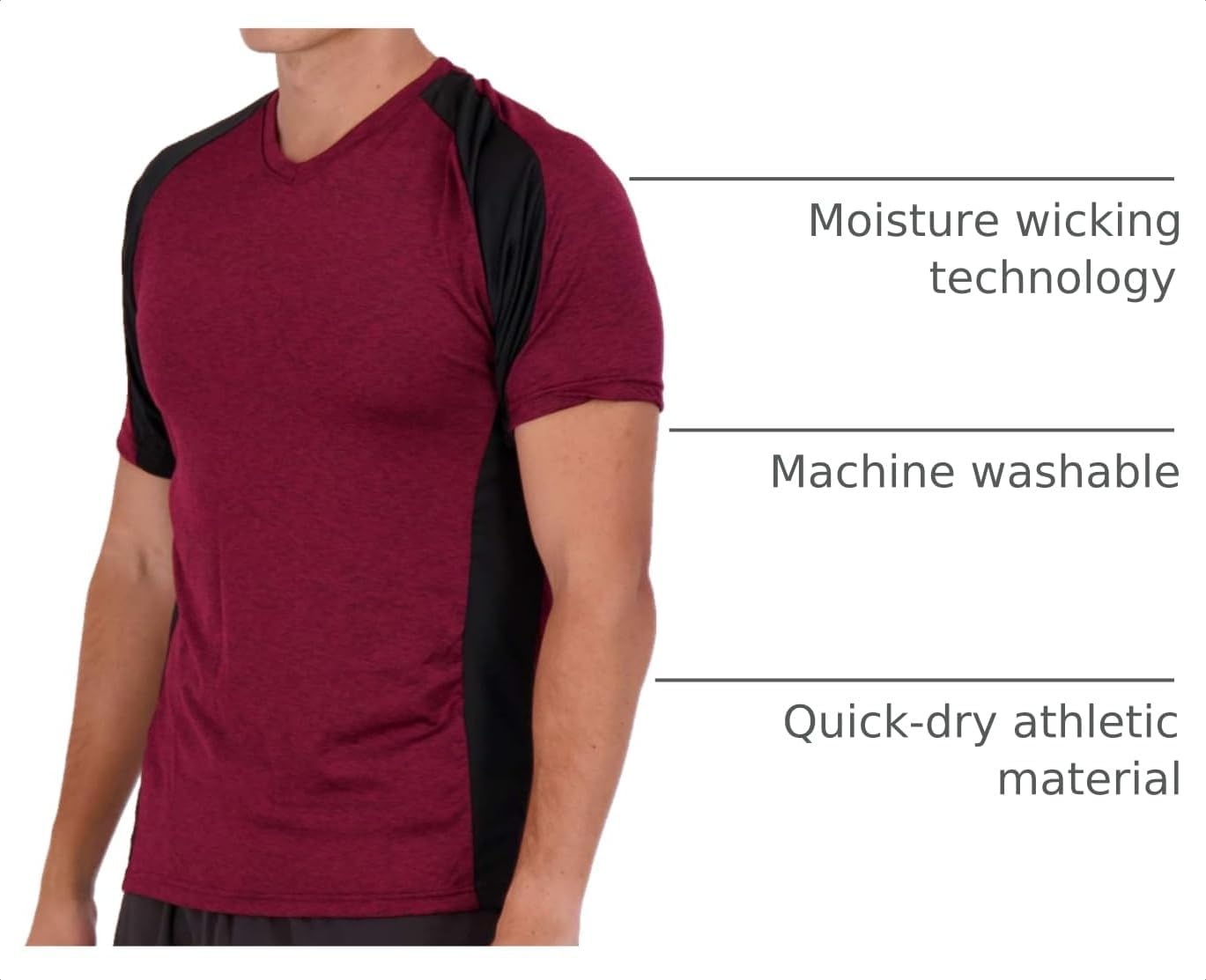 image:image5 Pack Mens Dry Fit V Neck Workout T Shirts Athletic Gym Fitness TeesSet 7