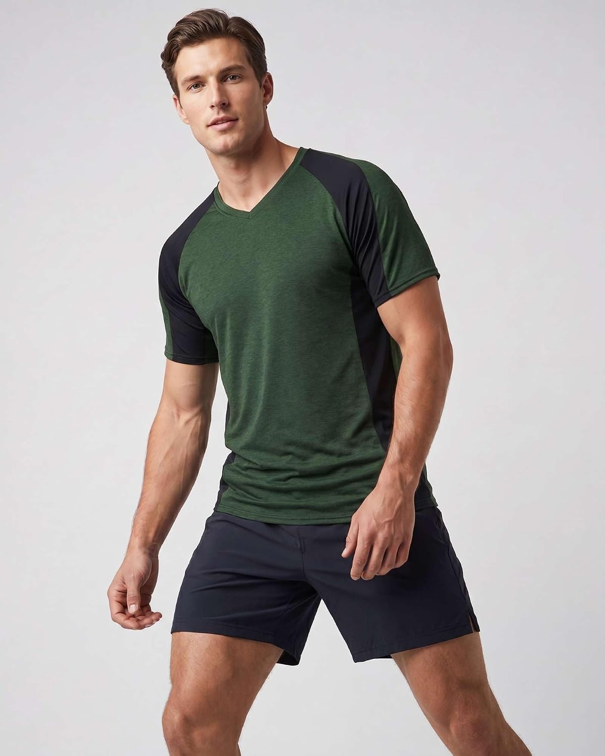 image:image5 Pack Mens Dry Fit V Neck Workout T Shirts Athletic Gym Fitness TeesSet 7