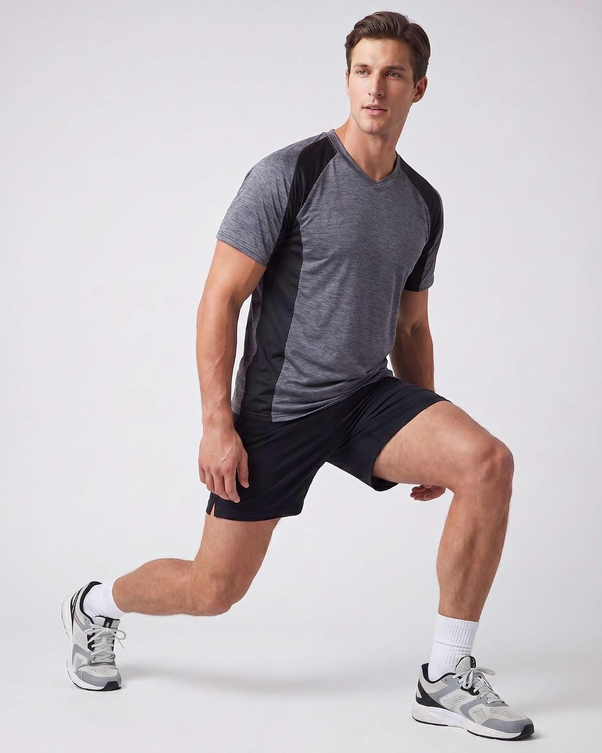 image:image5 Pack Mens Dry Fit V Neck Workout T Shirts Athletic Gym Fitness TeesSet 7