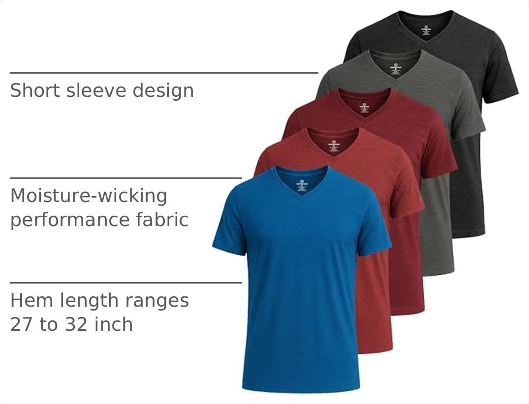 image:image5 Pack Mens Dry Fit V Neck Workout T Shirts Athletic Gym Fitness TeesSet 9