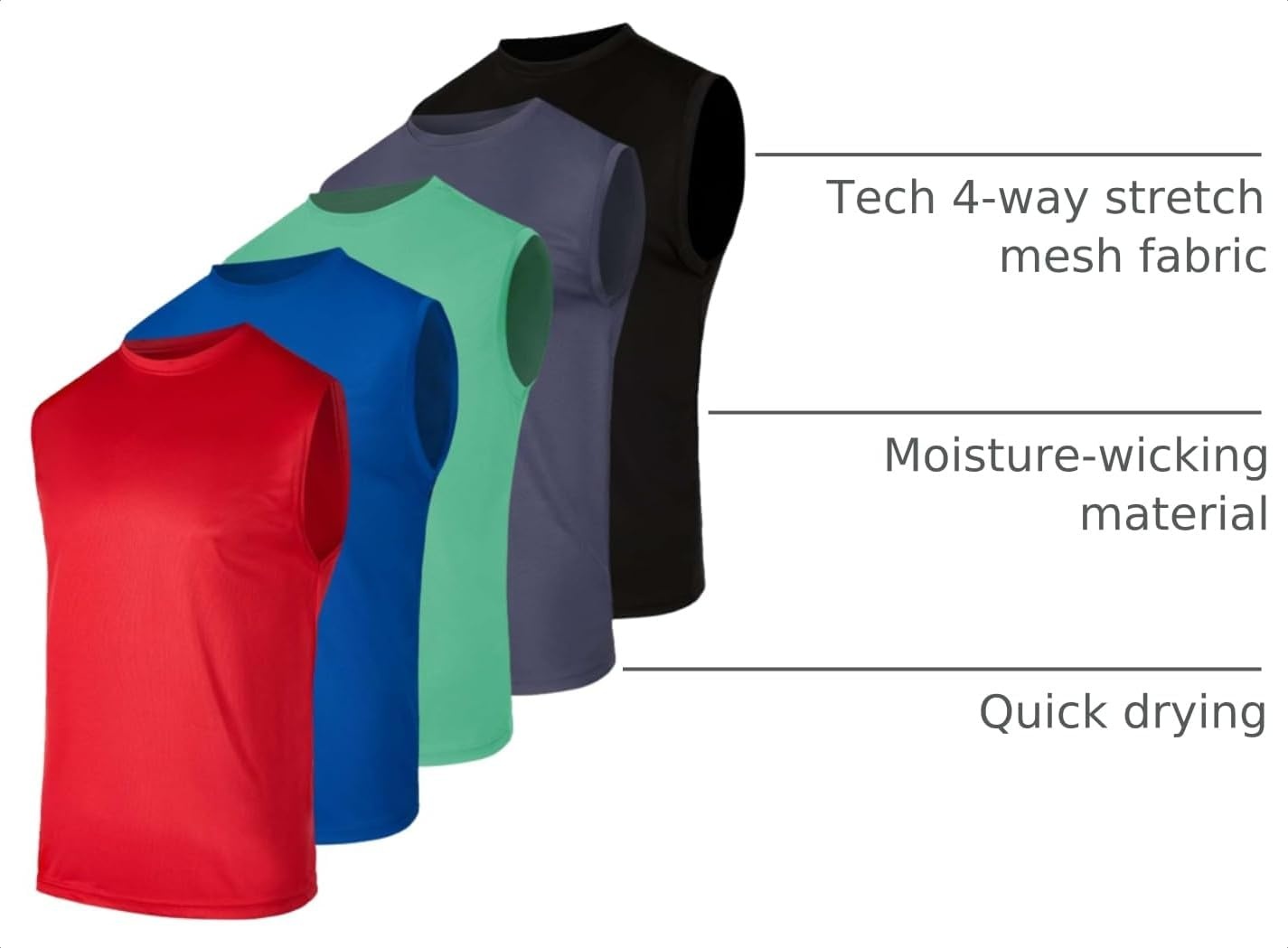 image:image5 Pack Mens Mesh Muscle Tank Tops Sleeveless Athletic Gym Workout ShirtsSet 10