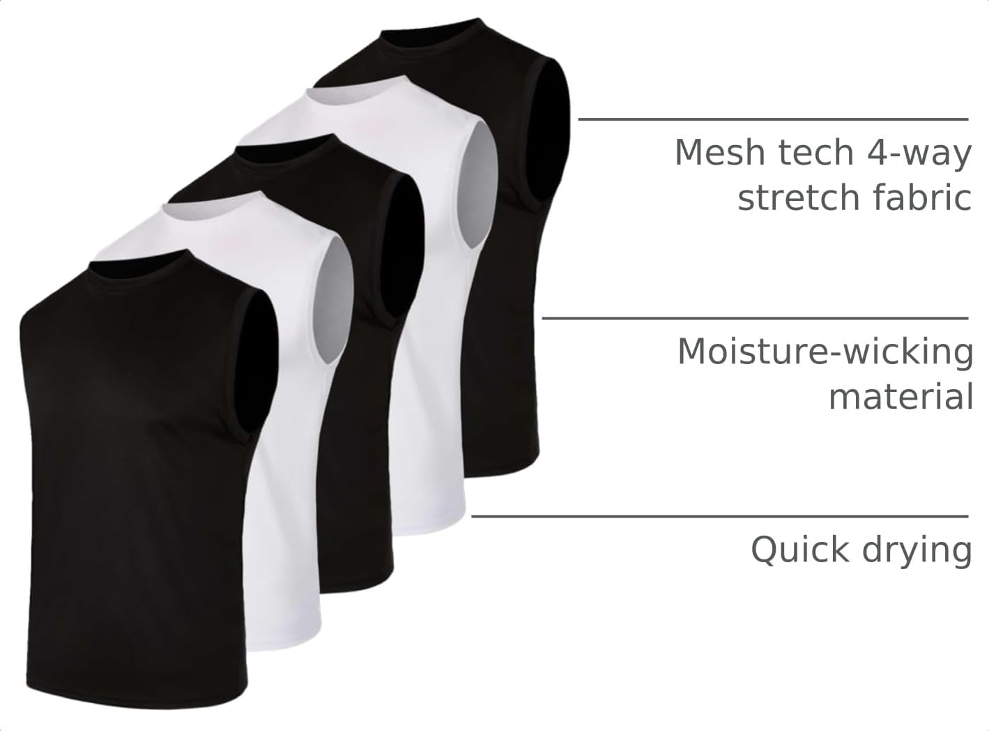 image:image5 Pack Mens Mesh Muscle Tank Tops Sleeveless Athletic Gym Workout ShirtsSet 3