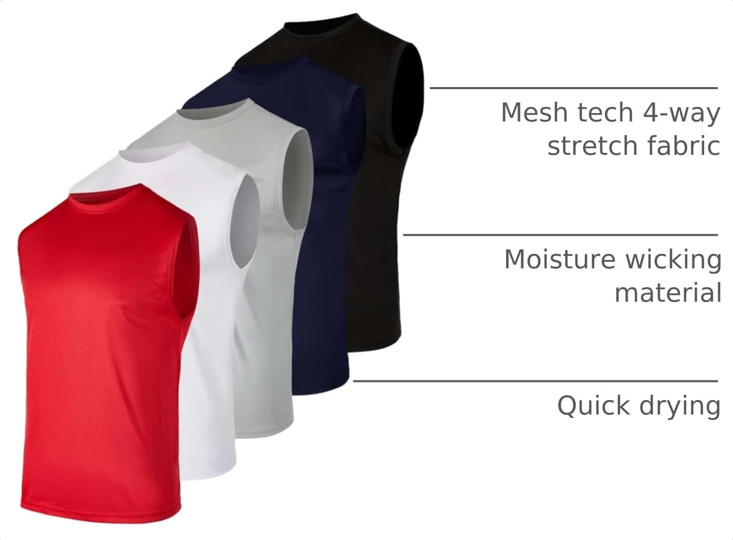 image:image5 Pack Mens Mesh Muscle Tank Tops Sleeveless Athletic Gym Workout ShirtsSet 5