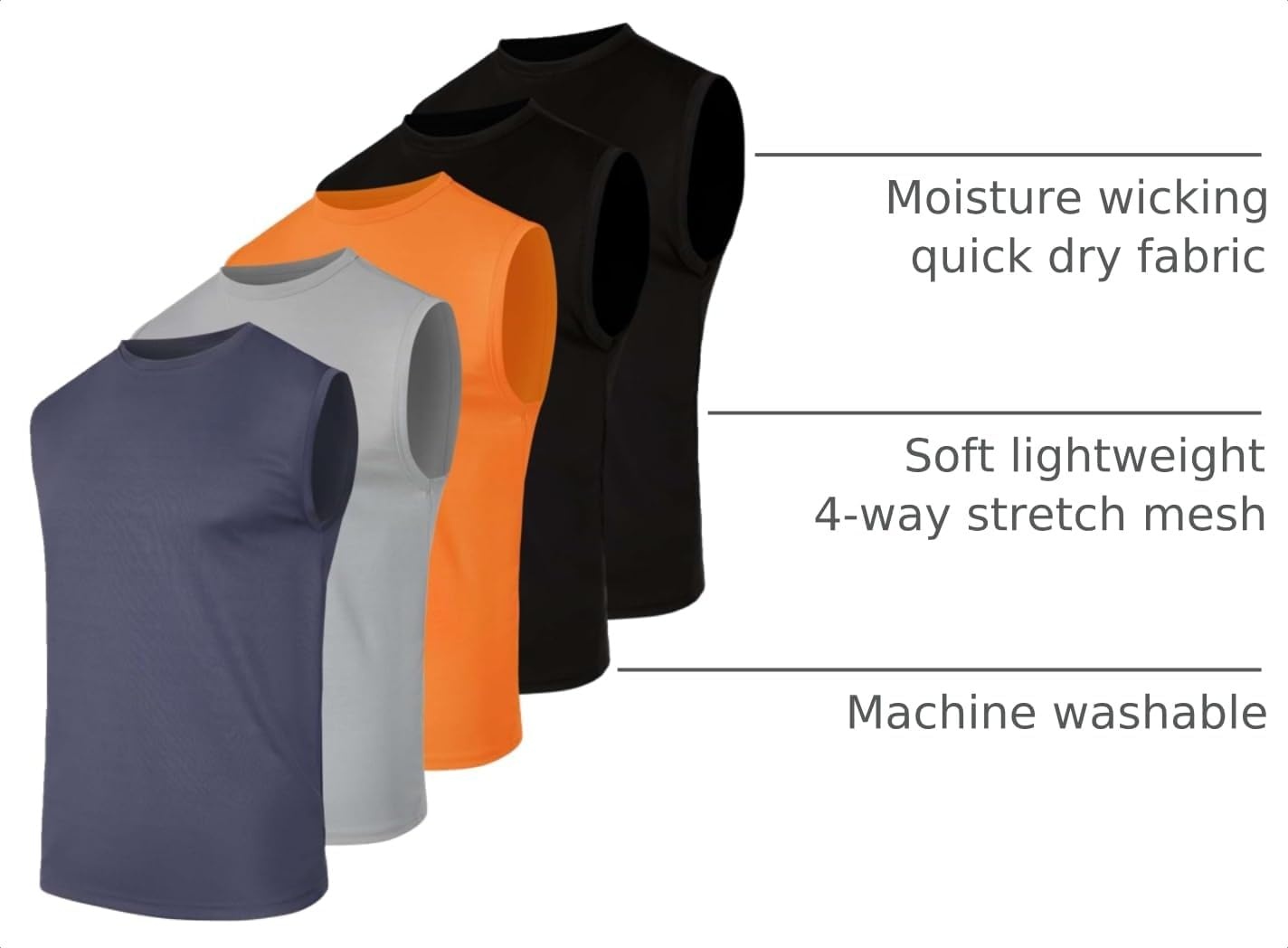 image:image5 Pack Mens Mesh Muscle Tank Tops Sleeveless Athletic Gym Workout ShirtsSet 7
