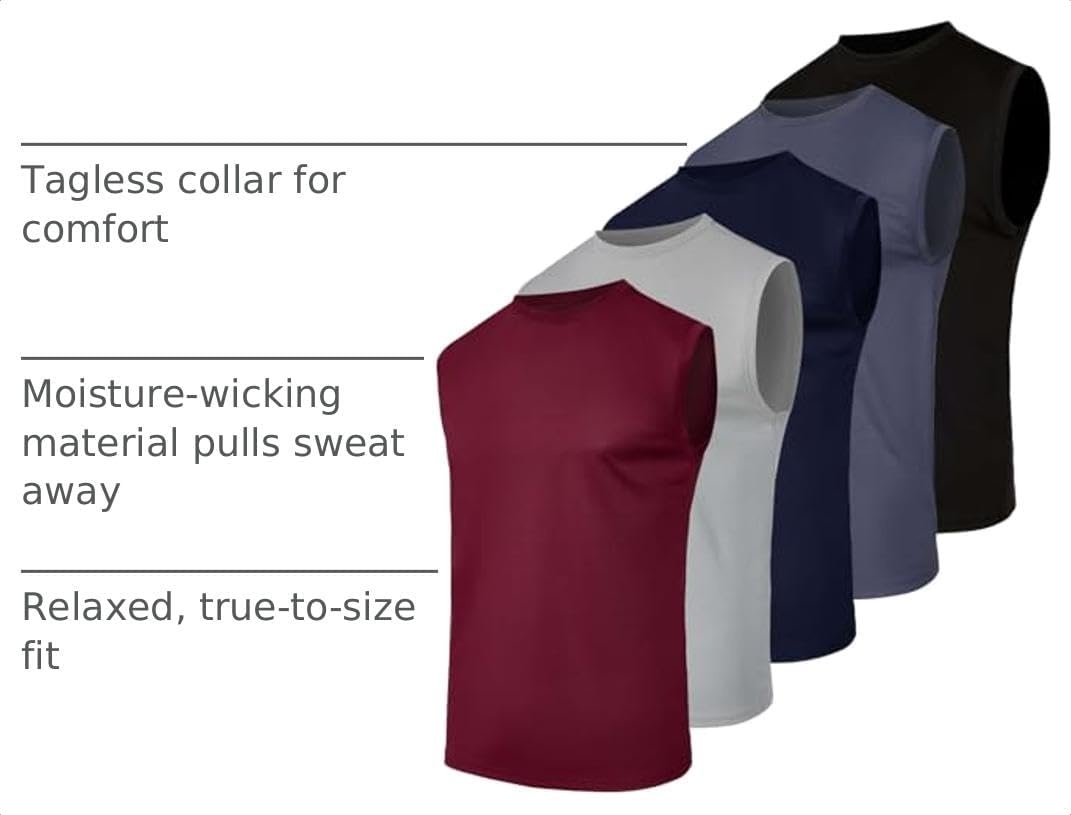 image:image5 Pack Mens Mesh Muscle Tank Tops Sleeveless Athletic Gym Workout ShirtsSet 8
