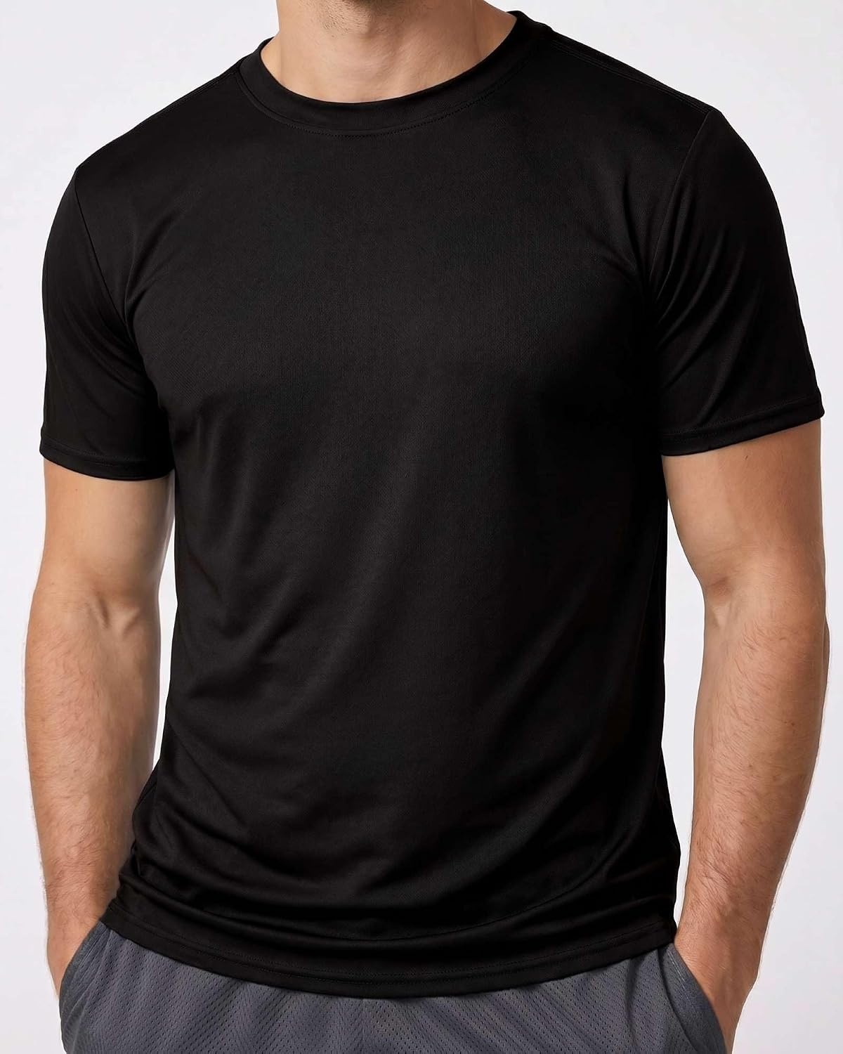 image:image5 Pack Mens Mesh Short Sleeve T Shirts Athletic Workout Running Gym TeesSet 1