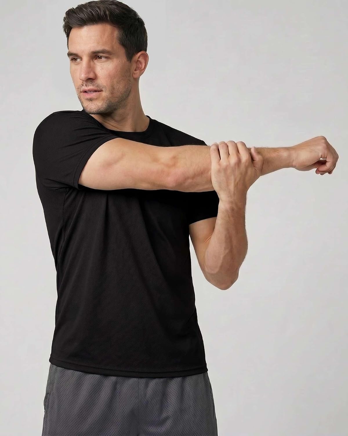 image:image5 Pack Mens Mesh Short Sleeve T Shirts Athletic Workout Running Gym TeesSet 1