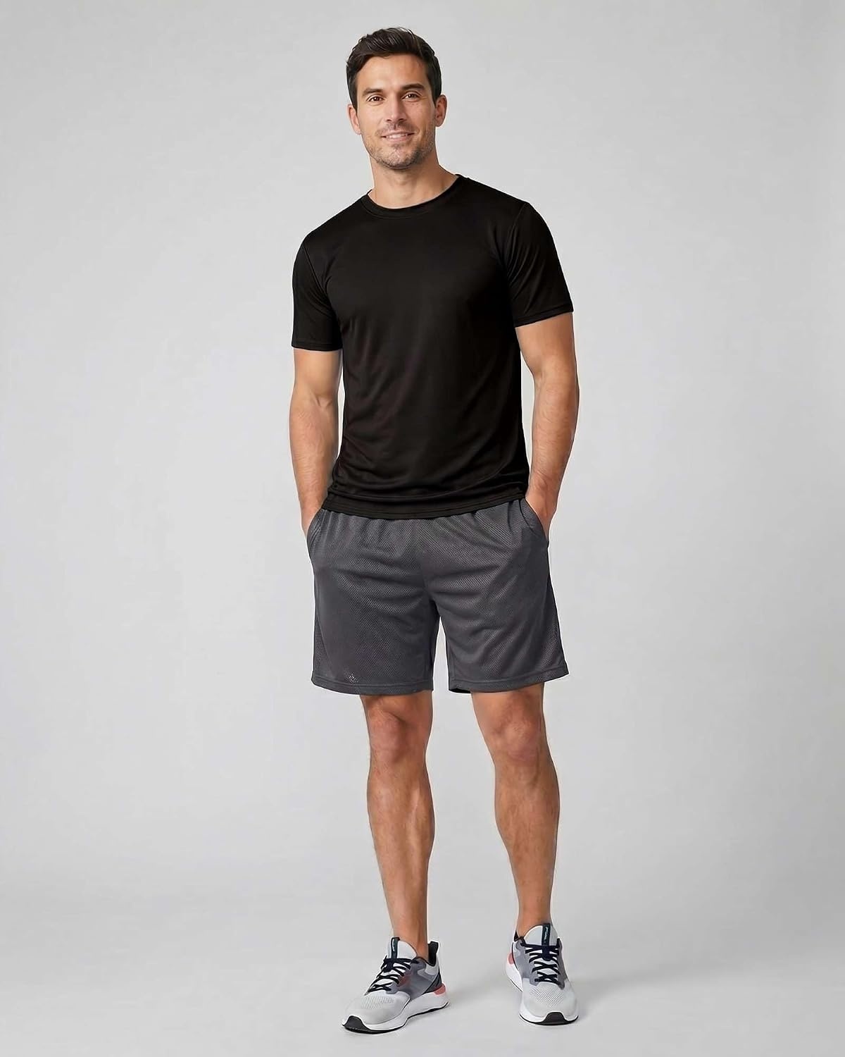 image:image5 Pack Mens Mesh Short Sleeve T Shirts Athletic Workout Running Gym TeesSet 1