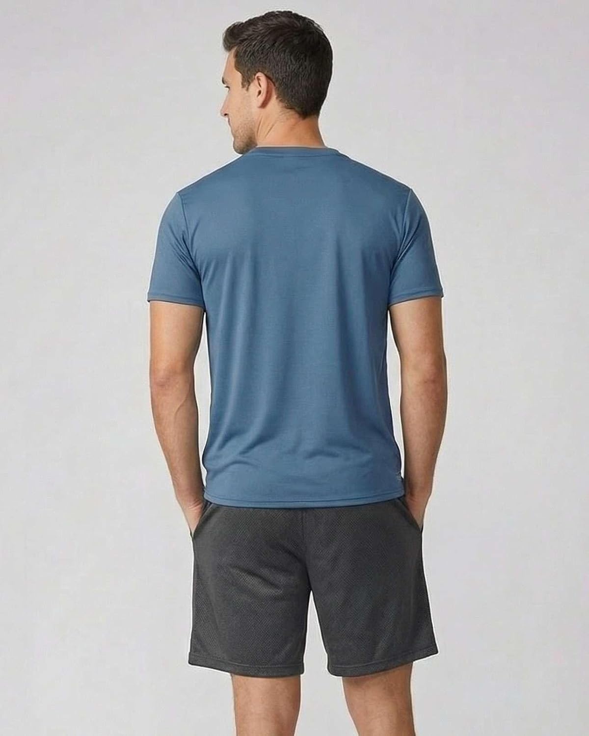 image:image5 Pack Mens Mesh Short Sleeve T Shirts Athletic Workout Running Gym TeesSet 14