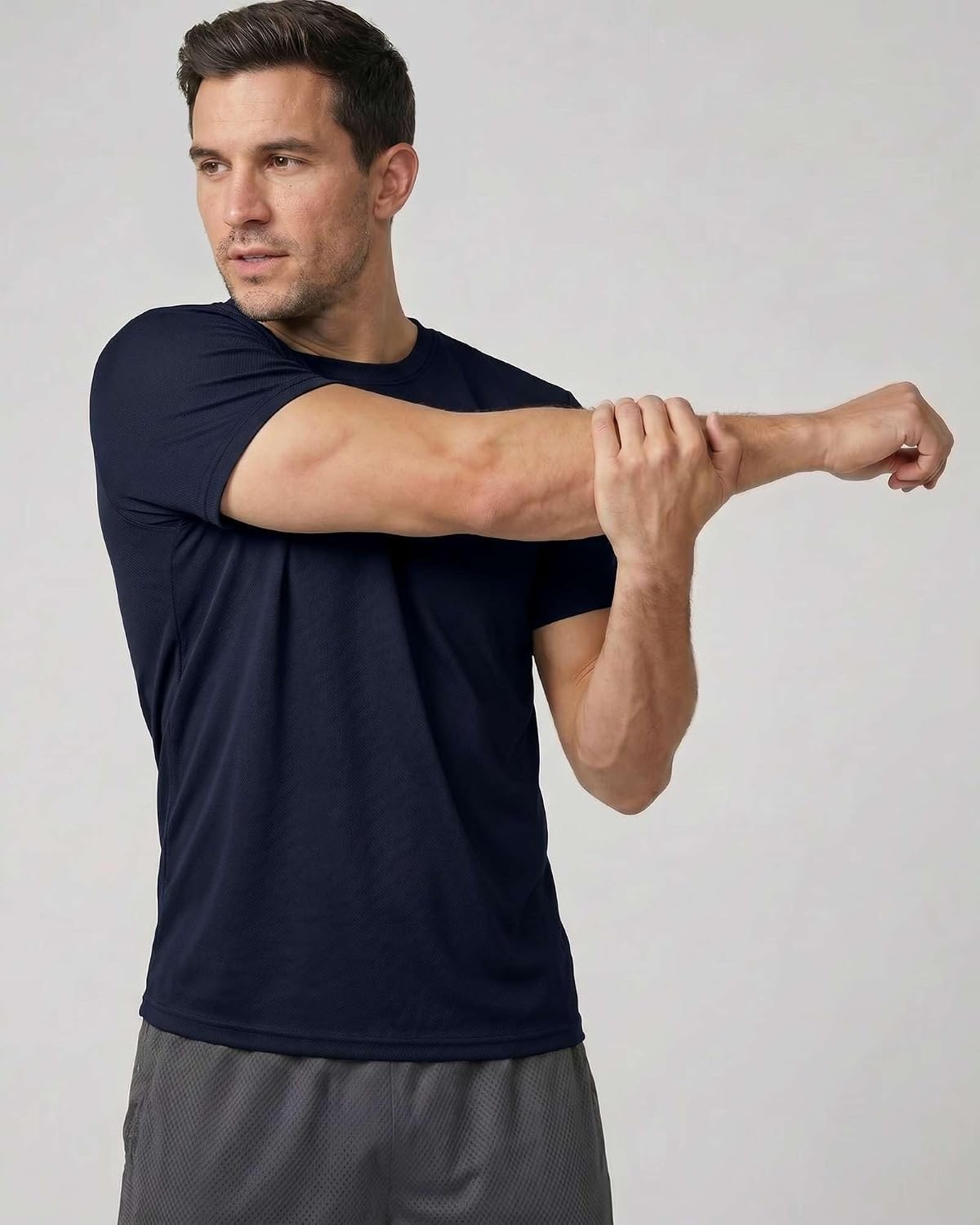 image:image5 Pack Mens Mesh Short Sleeve T Shirts Athletic Workout Running Gym TeesSet 15