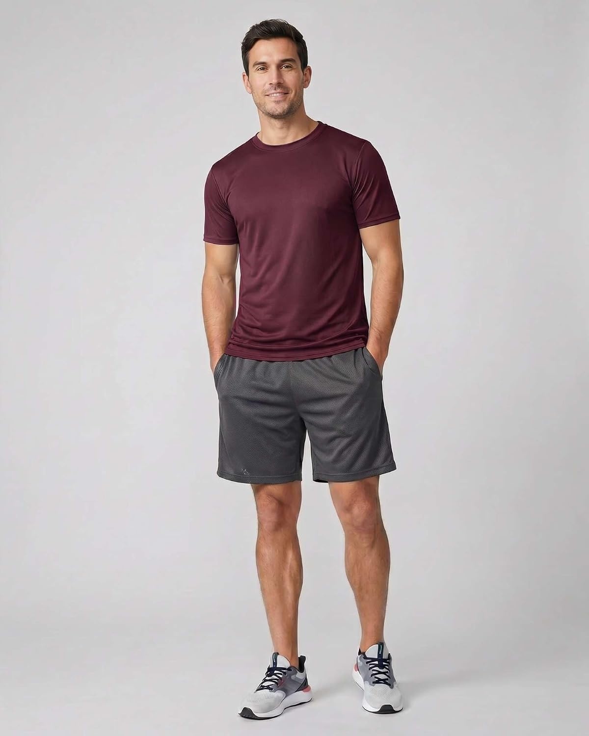 image:image5 Pack Mens Mesh Short Sleeve T Shirts Athletic Workout Running Gym TeesSet 16