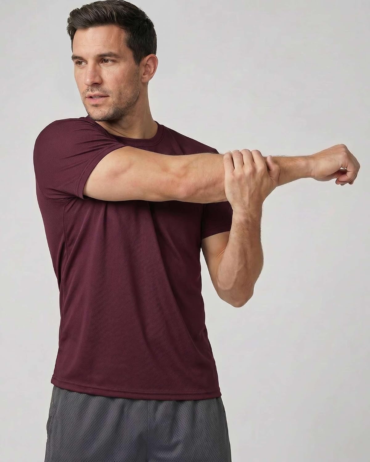 image:image5 Pack Mens Mesh Short Sleeve T Shirts Athletic Workout Running Gym TeesSet 16