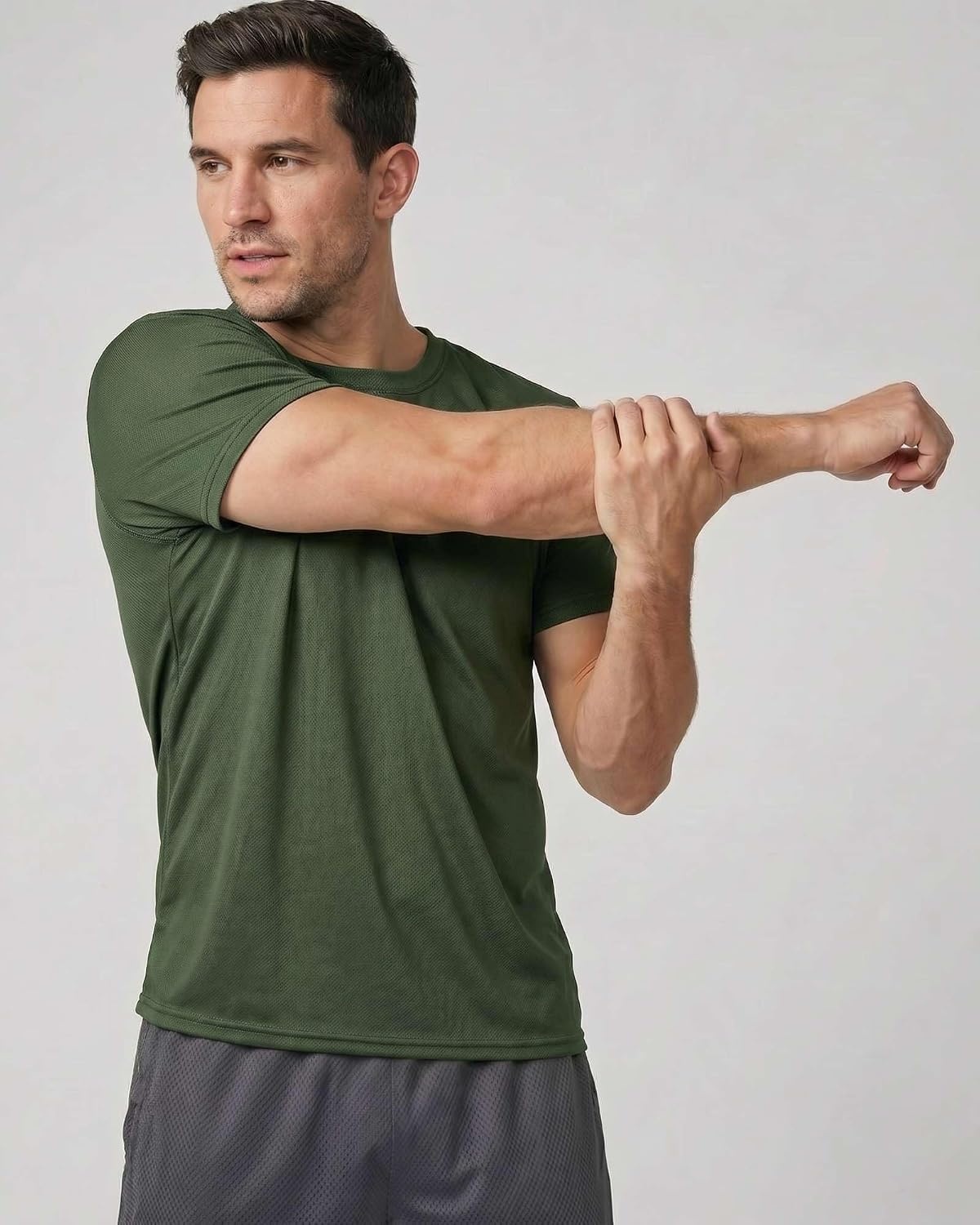 image:image5 Pack Mens Mesh Short Sleeve T Shirts Athletic Workout Running Gym TeesSet 17