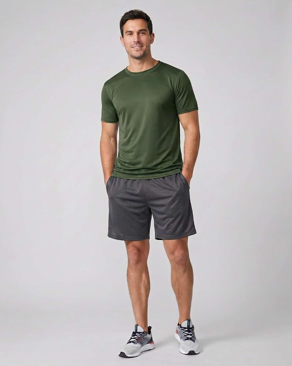 image:image5 Pack Mens Mesh Short Sleeve T Shirts Athletic Workout Running Gym TeesSet 17