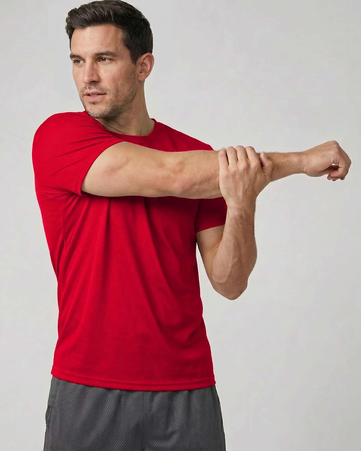 image:image5 Pack Mens Mesh Short Sleeve T Shirts Athletic Workout Running Gym TeesSet 18