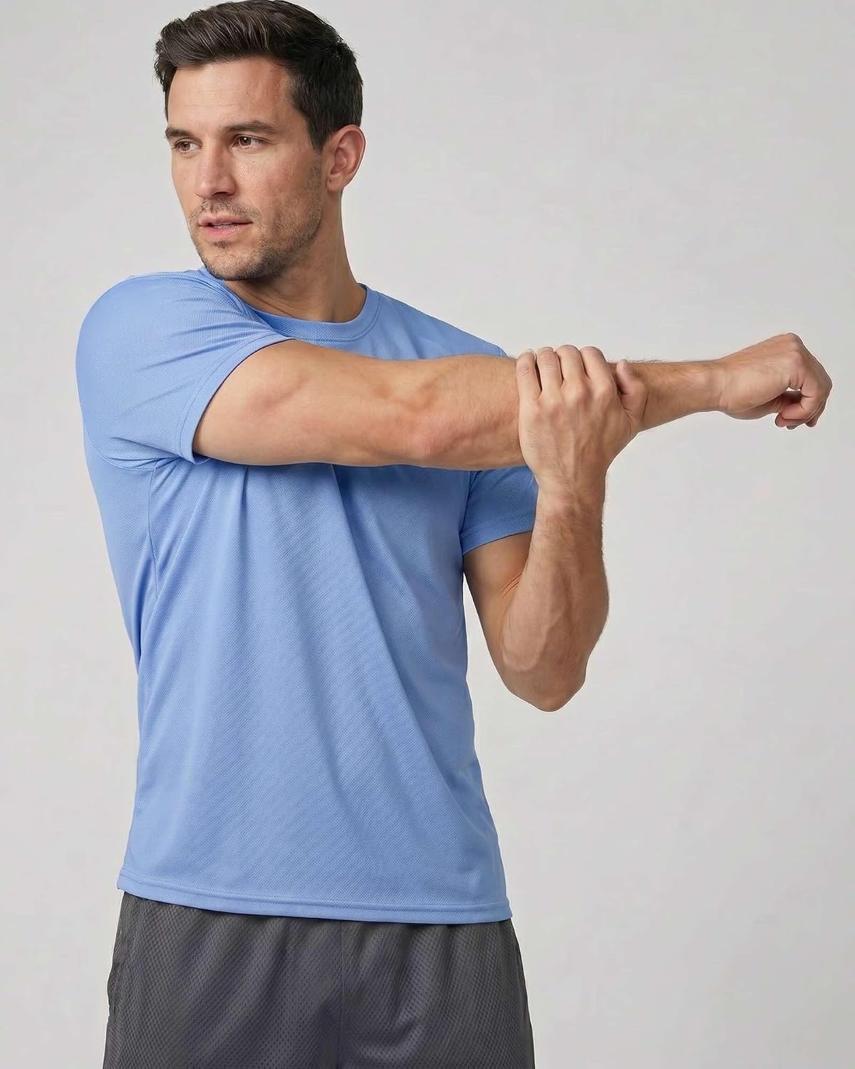 image:image5 Pack Mens Mesh Short Sleeve T Shirts Athletic Workout Running Gym TeesSet 19