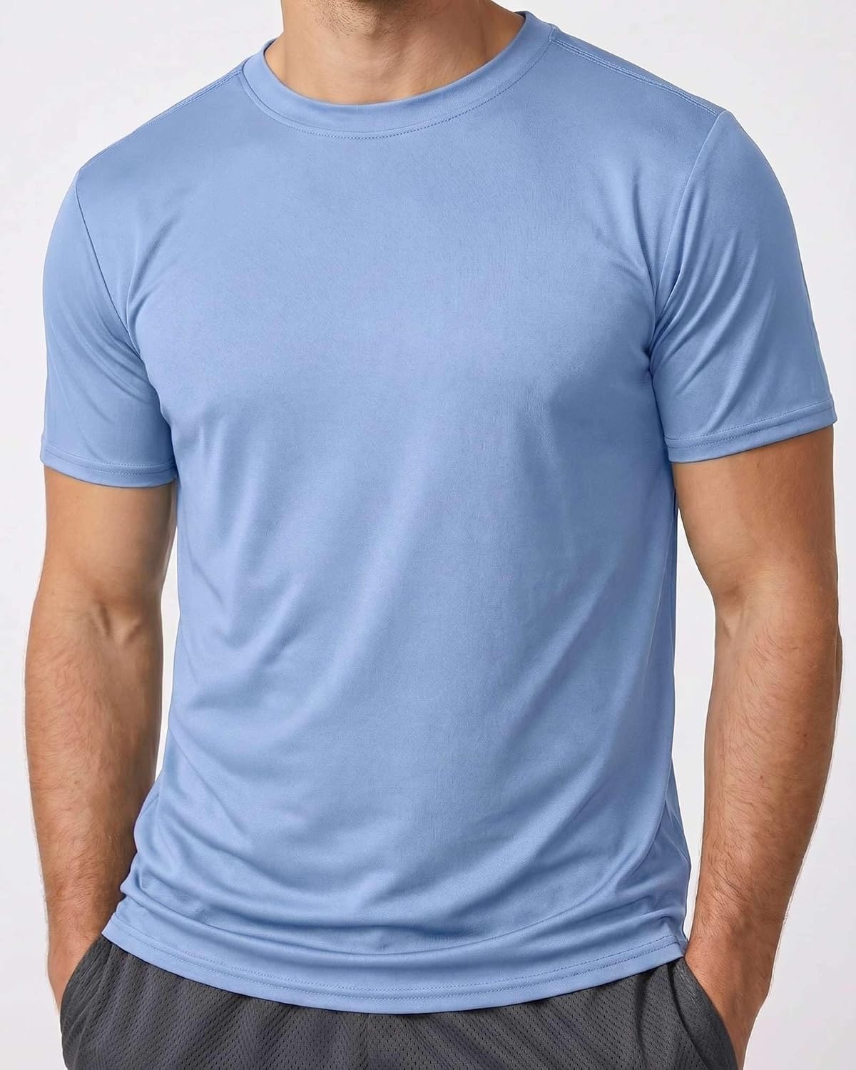 image:image5 Pack Mens Mesh Short Sleeve T Shirts Athletic Workout Running Gym TeesSet 19