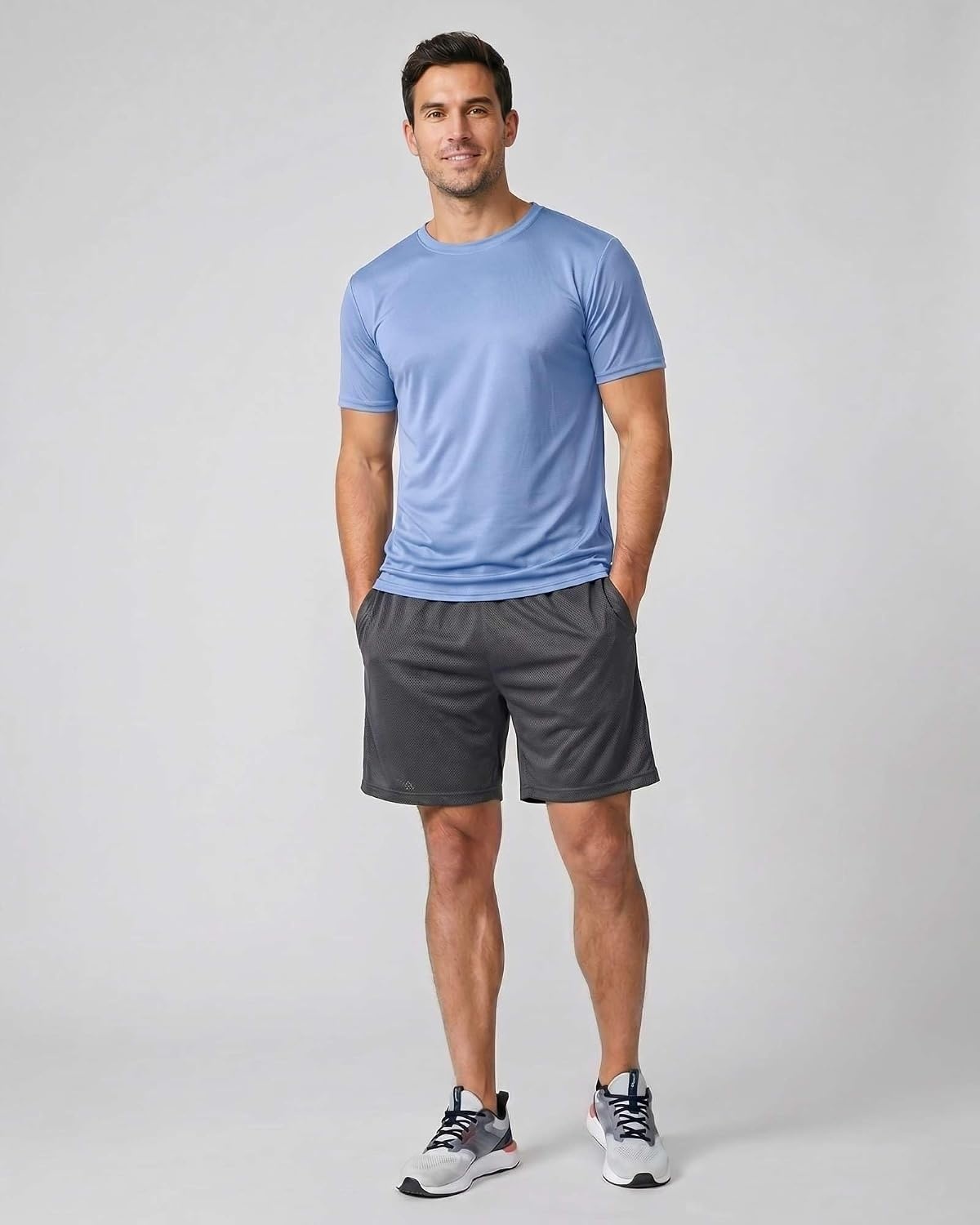 image:image5 Pack Mens Mesh Short Sleeve T Shirts Athletic Workout Running Gym TeesSet 19