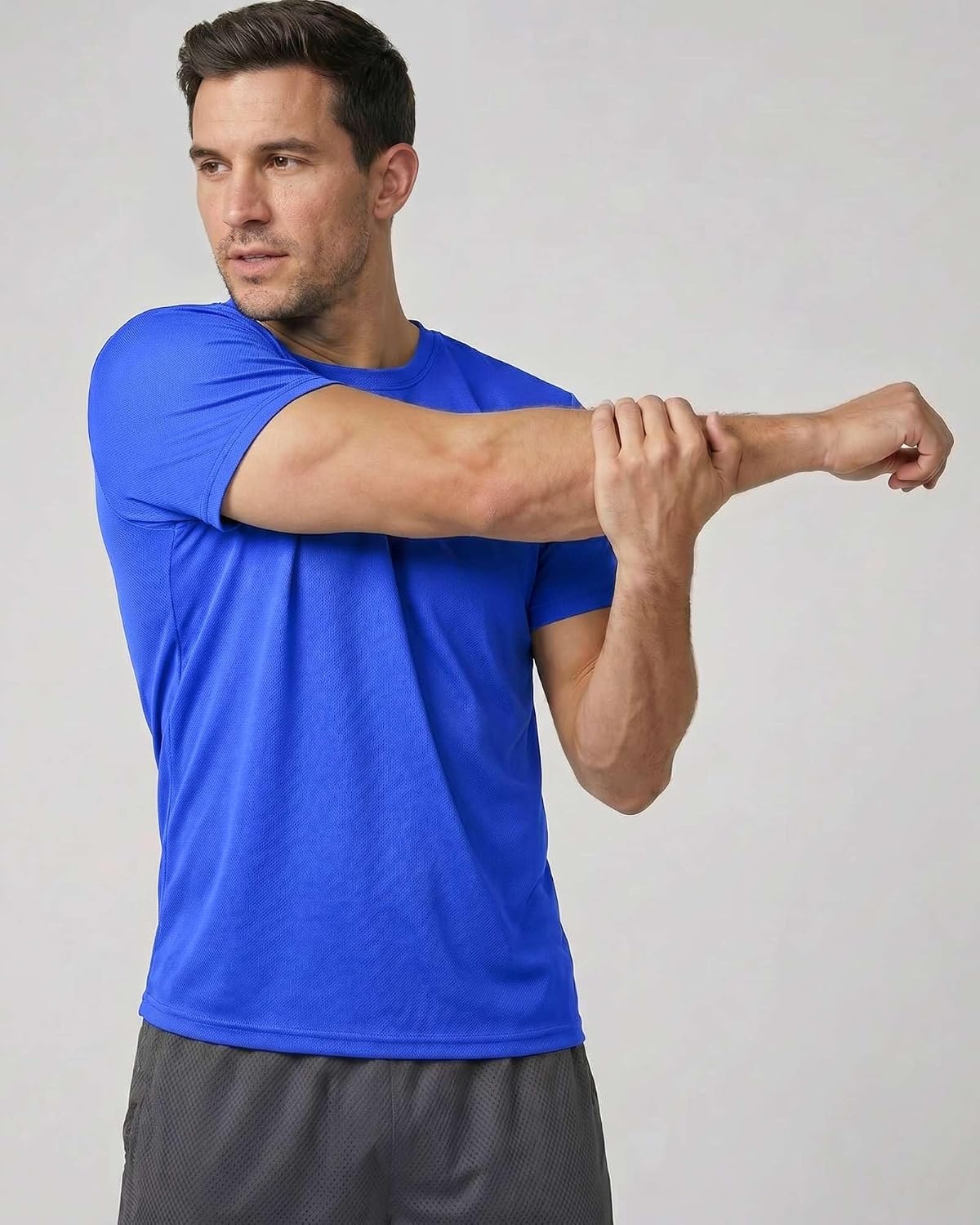 image:image5 Pack Mens Mesh Short Sleeve T Shirts Athletic Workout Running Gym TeesSet 4