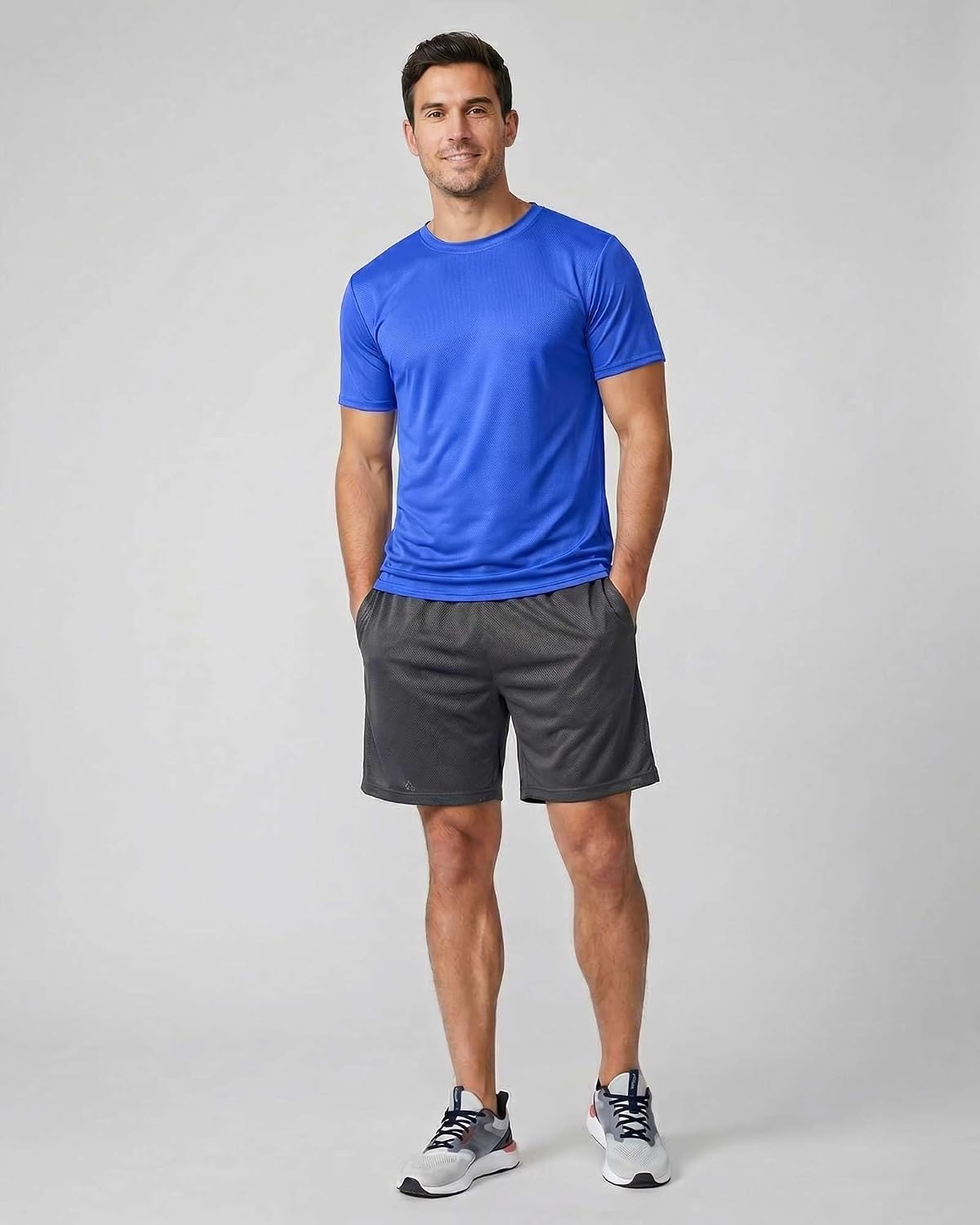 image:image5 Pack Mens Mesh Short Sleeve T Shirts Athletic Workout Running Gym TeesSet 4