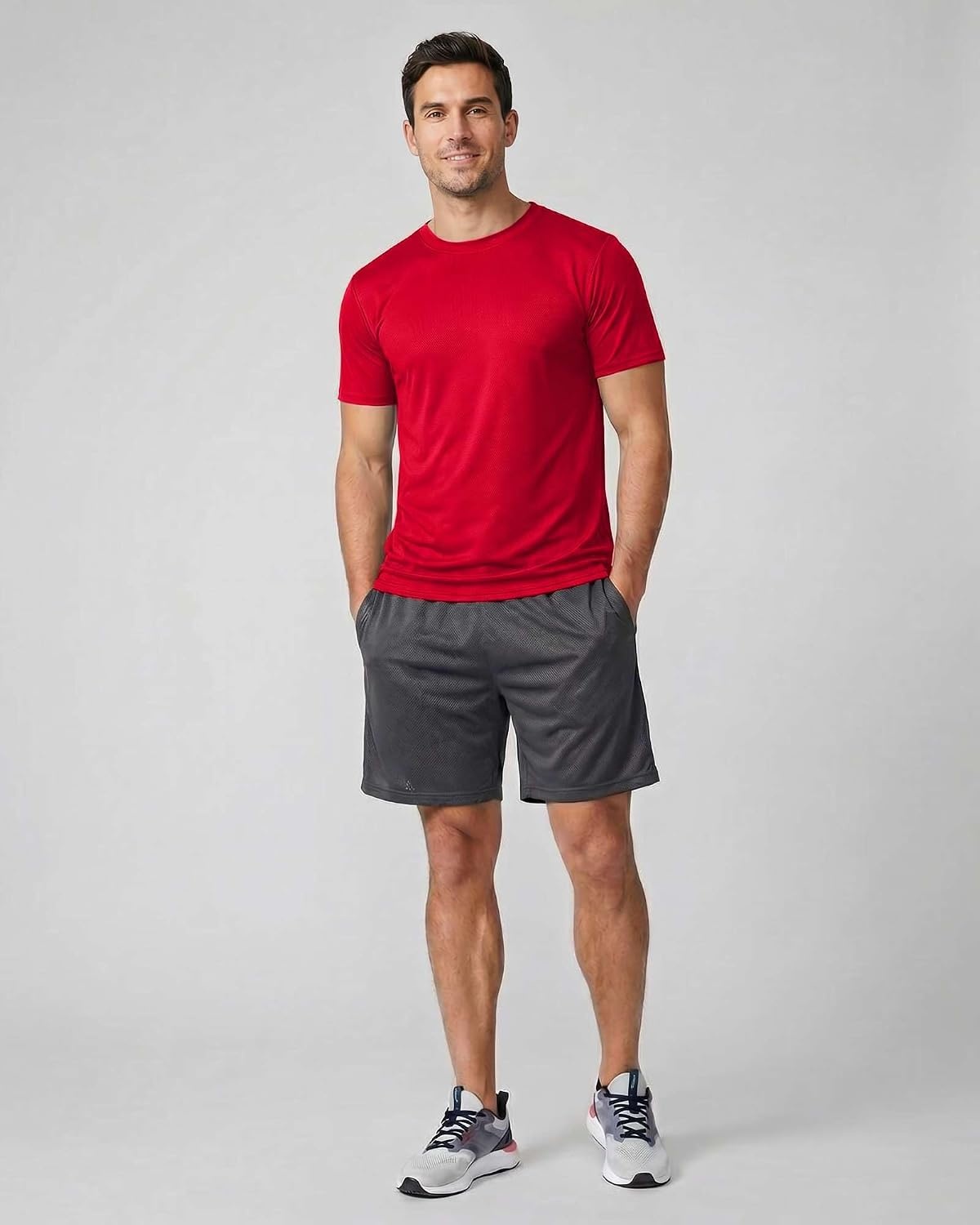 image:image5 Pack Mens Mesh Short Sleeve T Shirts Athletic Workout Running Gym TeesSet 5