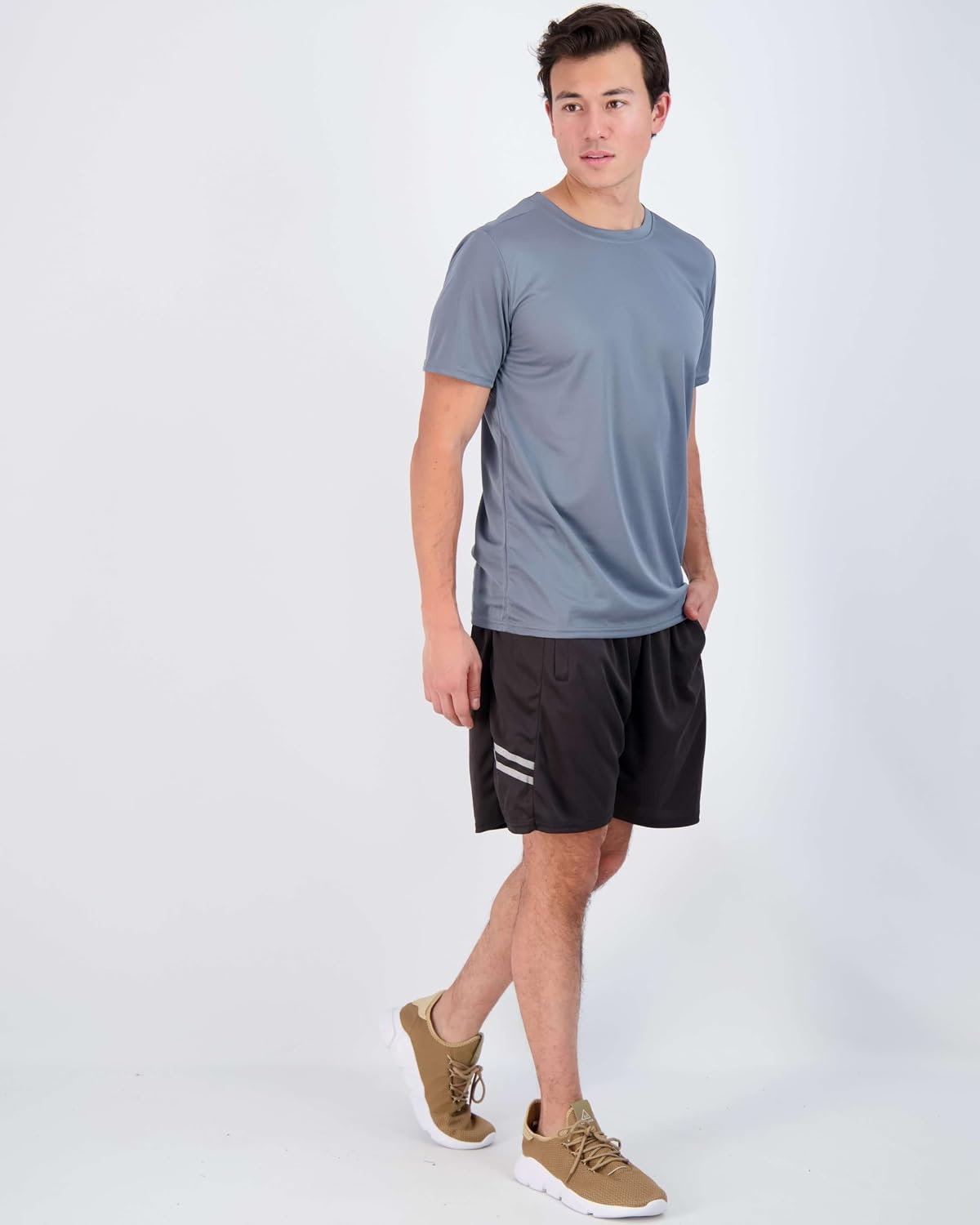 image:image5 Pack Mens Mesh Short Sleeve T Shirts Athletic Workout Running Gym TeesSet 7