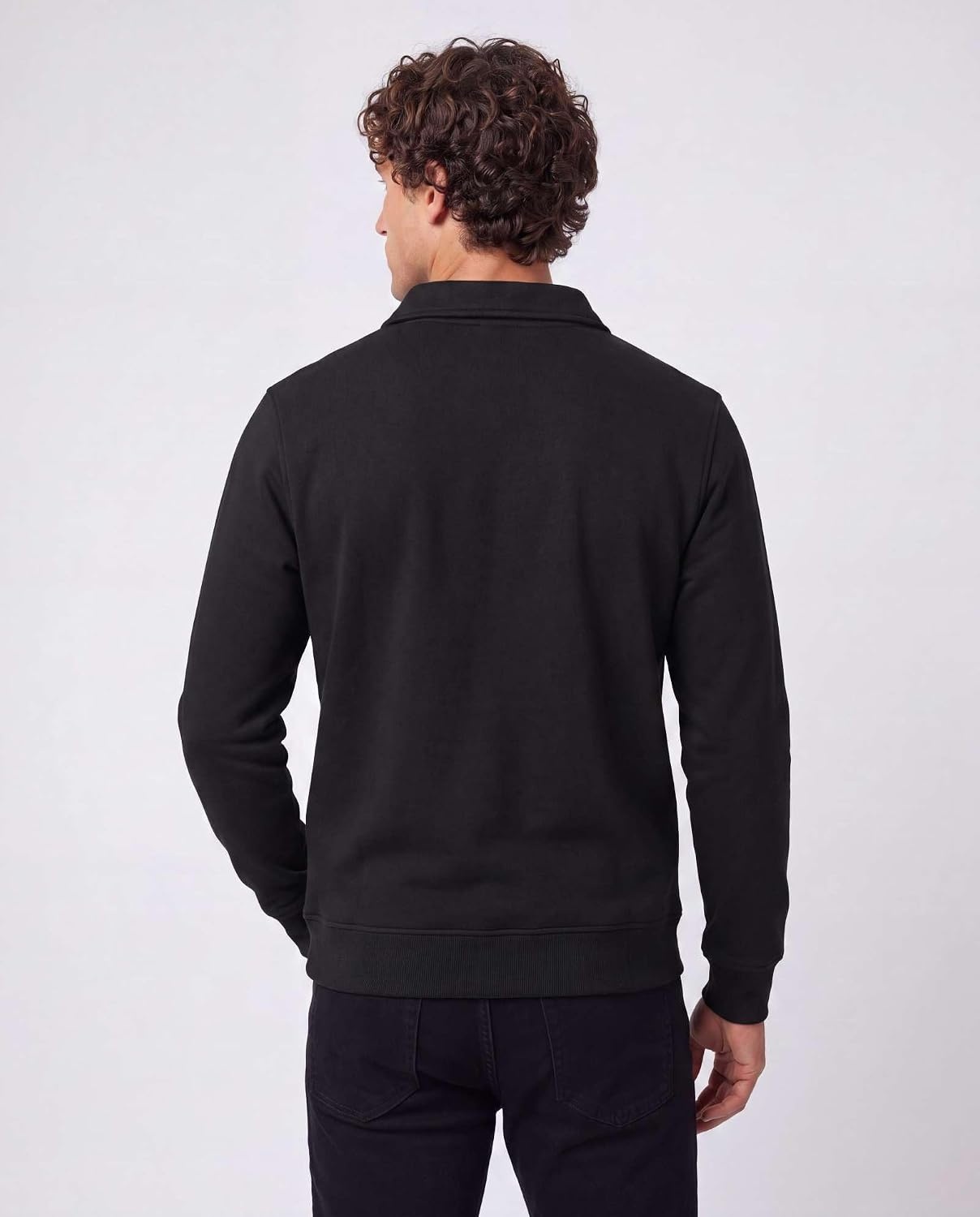 image:imageReal Essentials Mens LS Fleece Collared Quarter ZipSolid Black Solid Black
