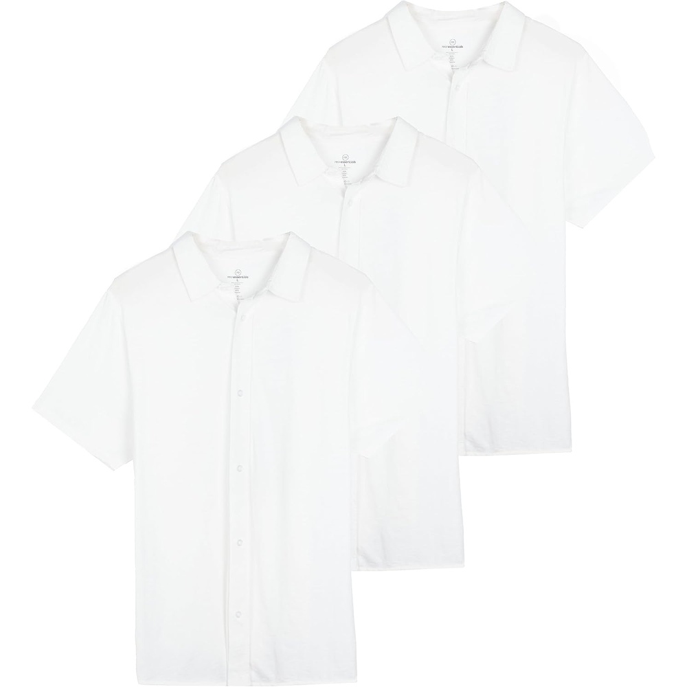image:image3 Pack Mens Button Down Shirts Short Sleeve Jersey Casual Dress CollaredSet 2