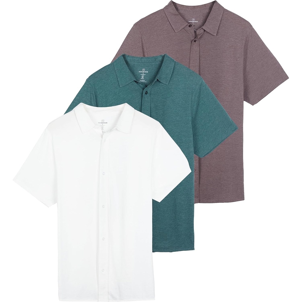 image:image3 Pack Mens Button Down Shirts Short Sleeve Jersey Casual Dress CollaredSet 8