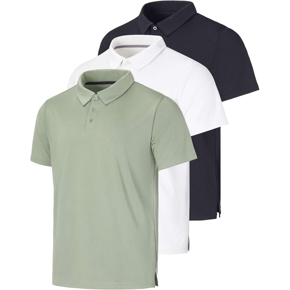image:image3 Pack Mens Dry Fit Polo Shirts Short Sleeve Collared Golf Work AthleticSet 5