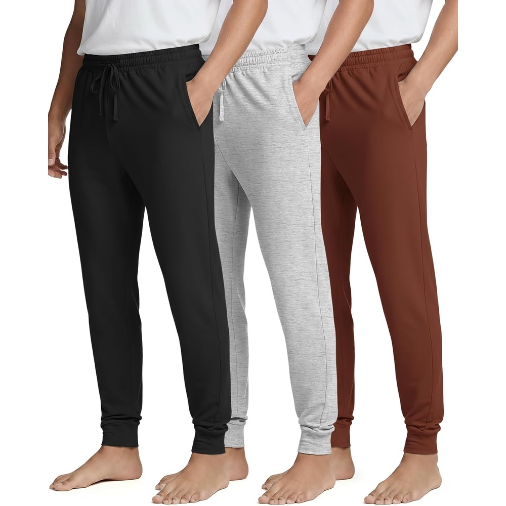 image:image3 Pack Mens Pajama Pants Joggers Lounge Sweatpants Sleep Bottoms Cuffed PJSet 5