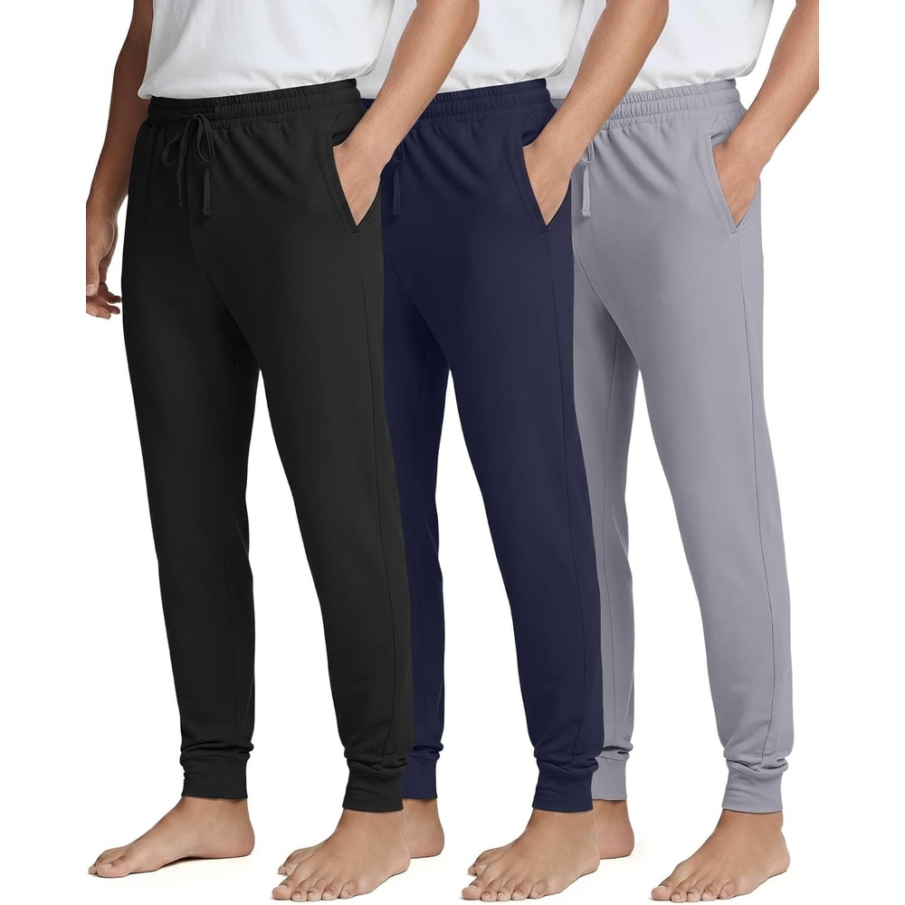 image:image3 Pack Mens Pajama Pants Joggers Lounge Sweatpants Sleep Bottoms Cuffed PJSet 8