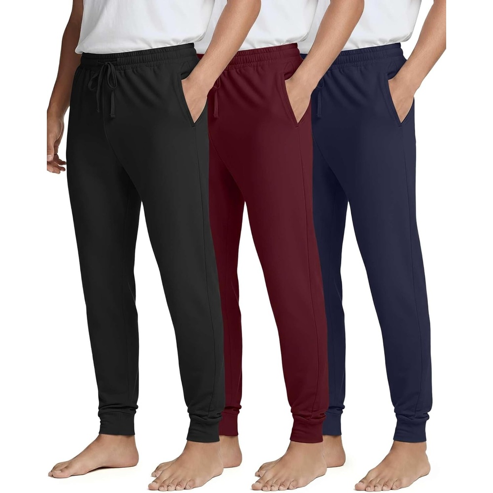 image:image3 Pack Mens Pajama Pants Joggers Lounge Sweatpants Sleep Bottoms Cuffed PJSet 9