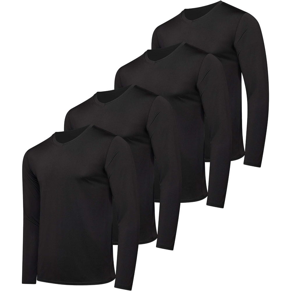 image:image4 Pack Mens Dry Fit Long Sleeve V Neck T Shirts Athletic Workout Gym TeesSet 6