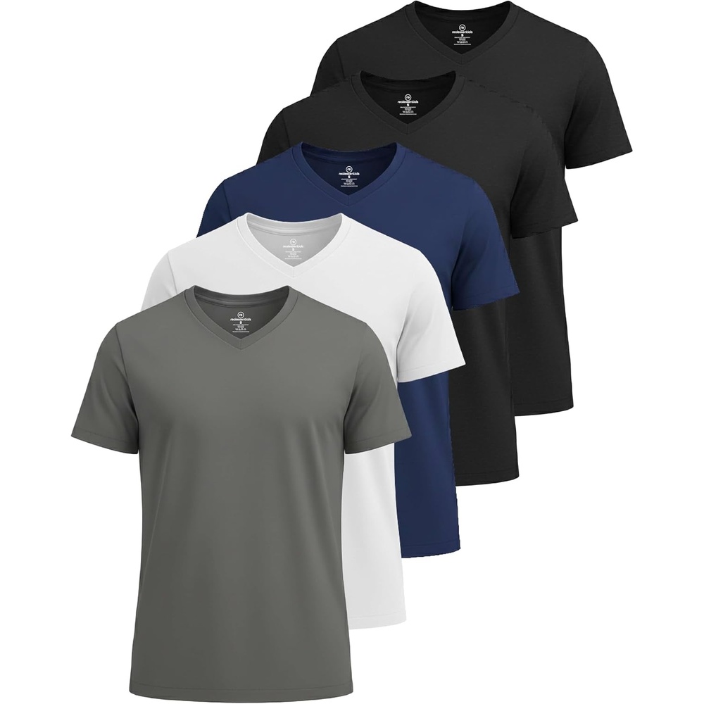 image:image5 Pack Mens Dry Fit V Neck Workout T Shirts Athletic Gym Fitness TeesSet 3