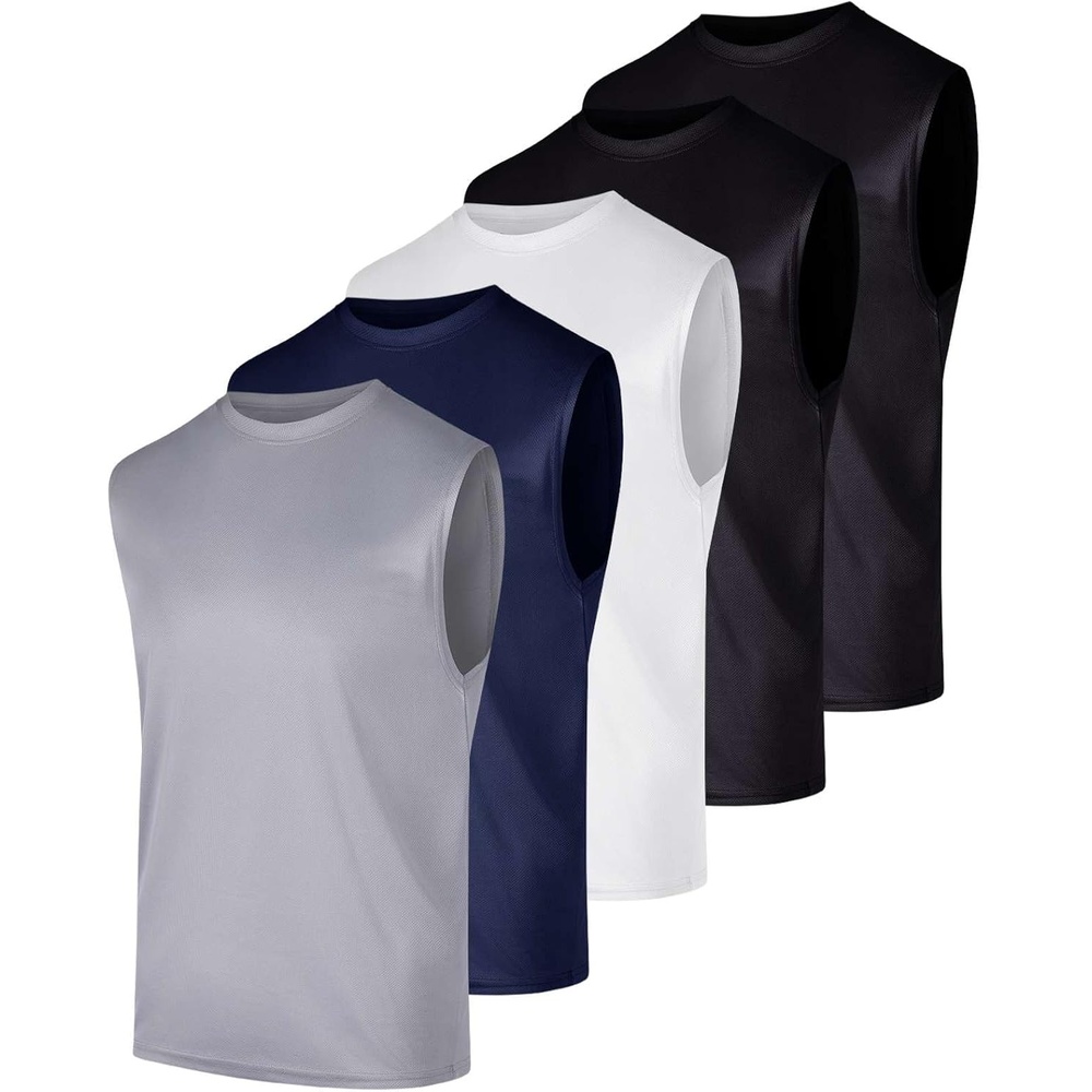 image:image5 Pack Mens Mesh Muscle Tank Tops Sleeveless Athletic Gym Workout ShirtsSet 12