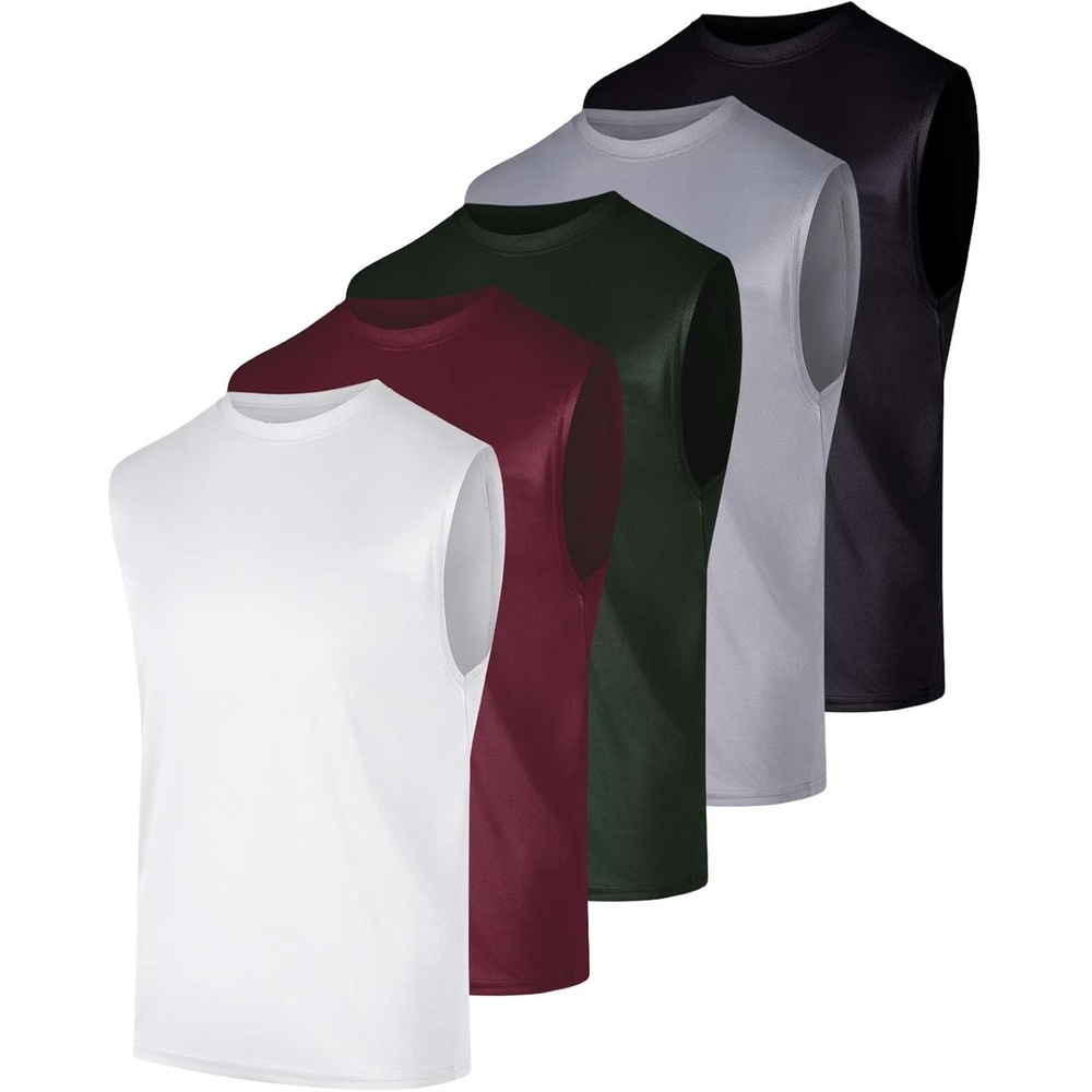 image:image5 Pack Mens Mesh Muscle Tank Tops Sleeveless Athletic Gym Workout ShirtsSet 14
