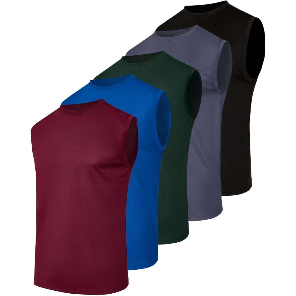 image:image5 Pack Mens Mesh Muscle Tank Tops Sleeveless Athletic Gym Workout ShirtsSet 4