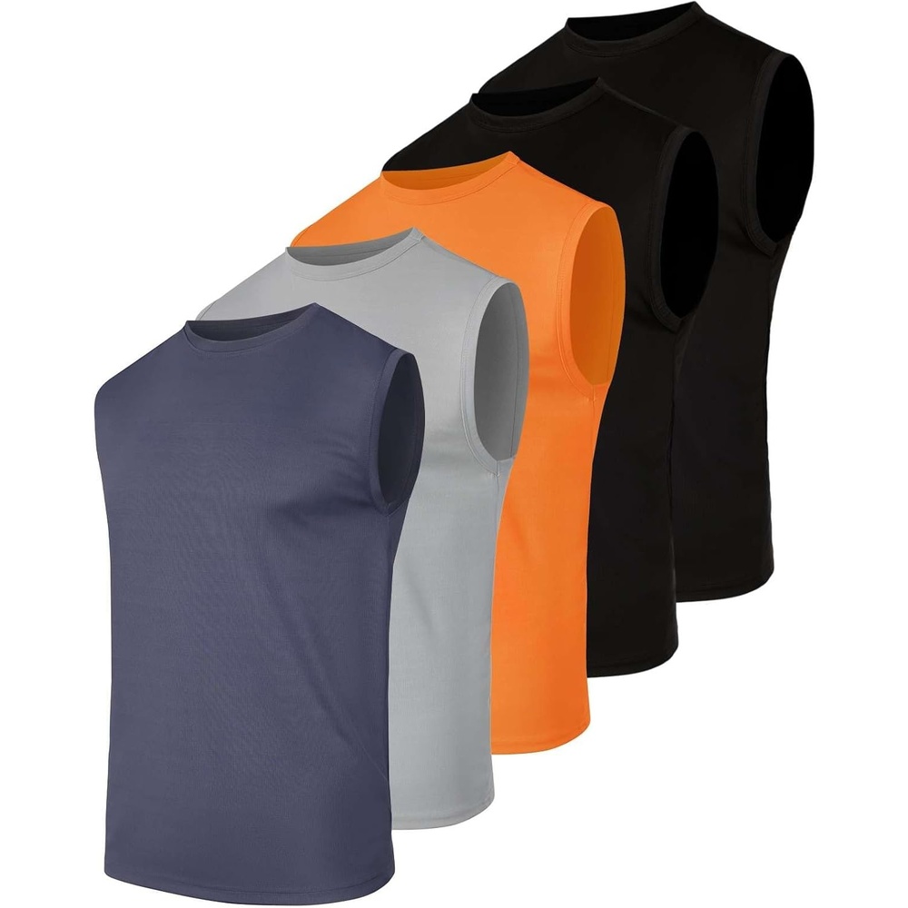 image:image5 Pack Mens Mesh Muscle Tank Tops Sleeveless Athletic Gym Workout ShirtsSet 7