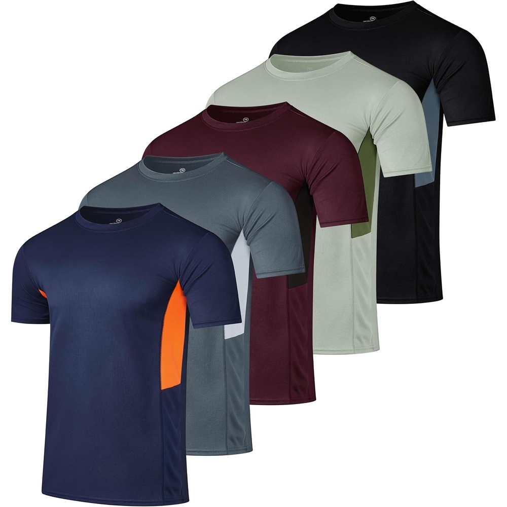 image:image5 Pack Mens Mesh Short Sleeve T Shirts Athletic Workout Running Gym TeesSet 13
