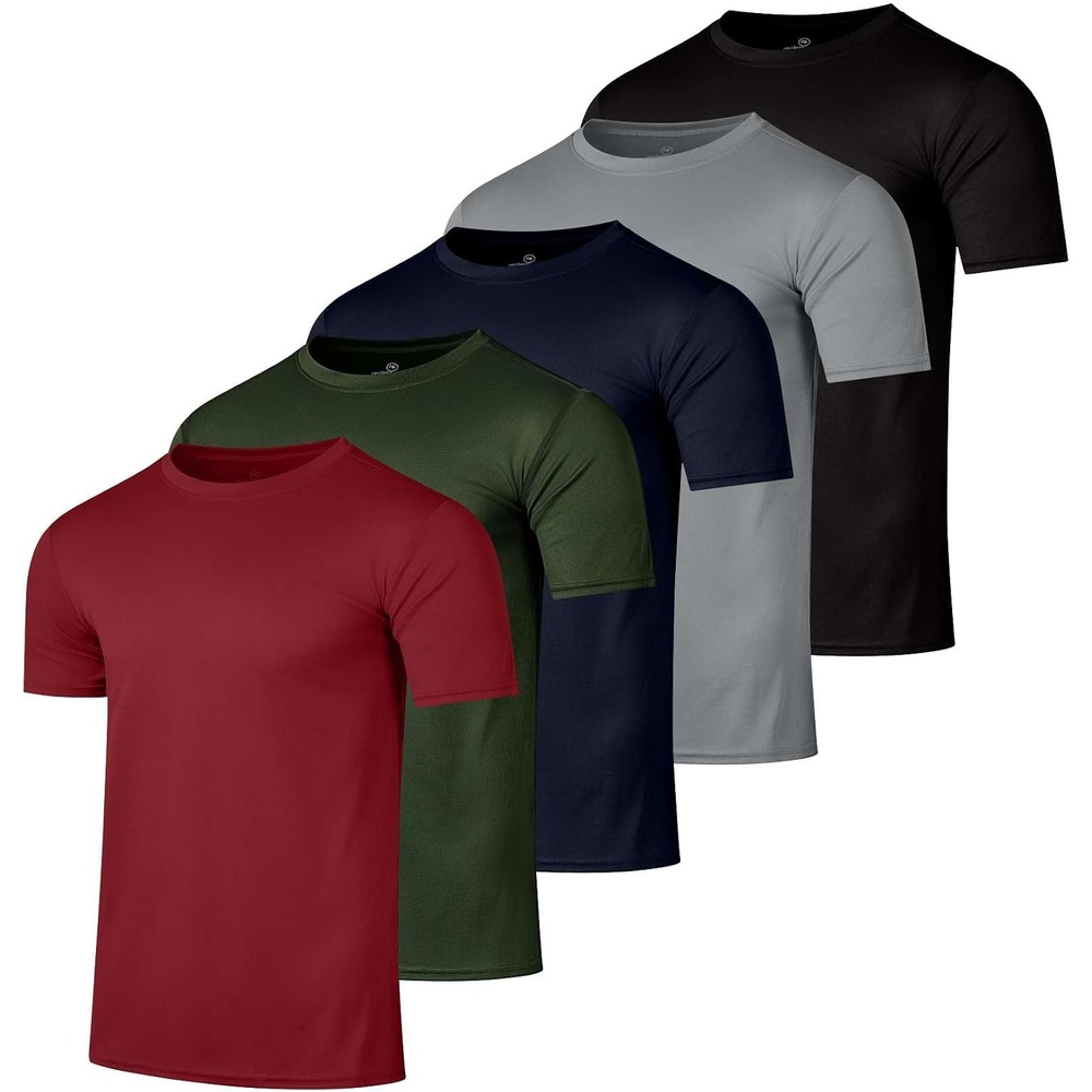 image:image5 Pack Mens Mesh Short Sleeve T Shirts Athletic Workout Running Gym TeesSet 17