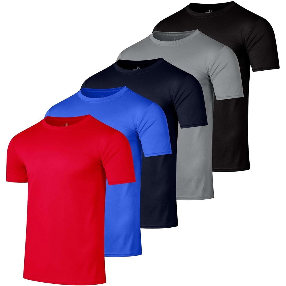 image:image5 Pack Mens Mesh Short Sleeve T Shirts Athletic Workout Running Gym TeesSet 18