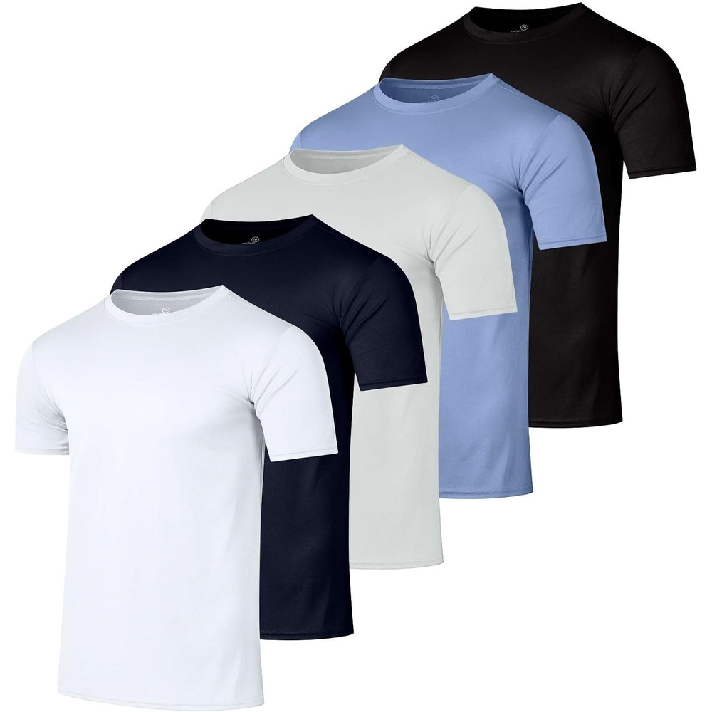 image:image5 Pack Mens Mesh Short Sleeve T Shirts Athletic Workout Running Gym TeesSet 19