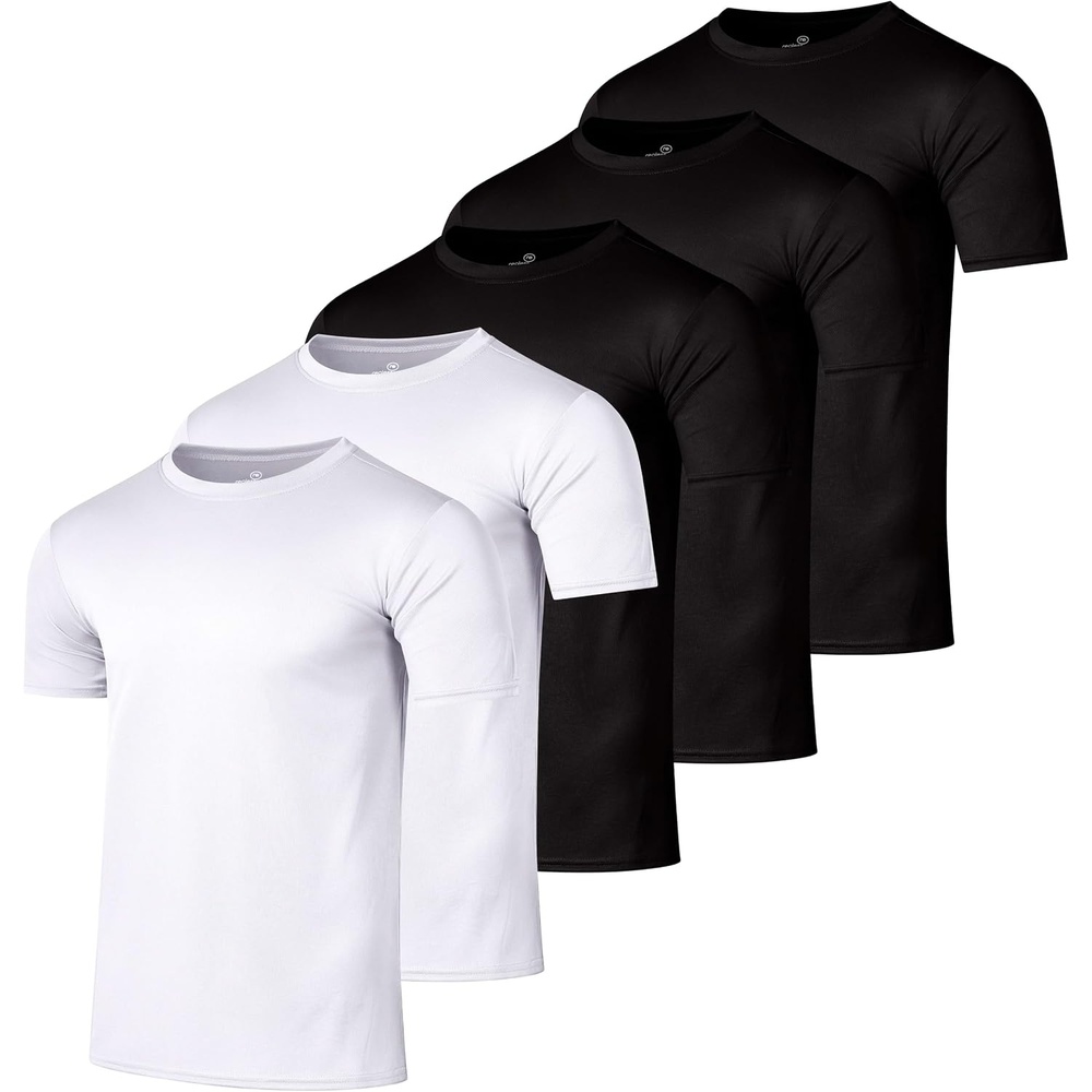 image:image5 Pack Mens Mesh Short Sleeve T Shirts Athletic Workout Running Gym TeesSet 3