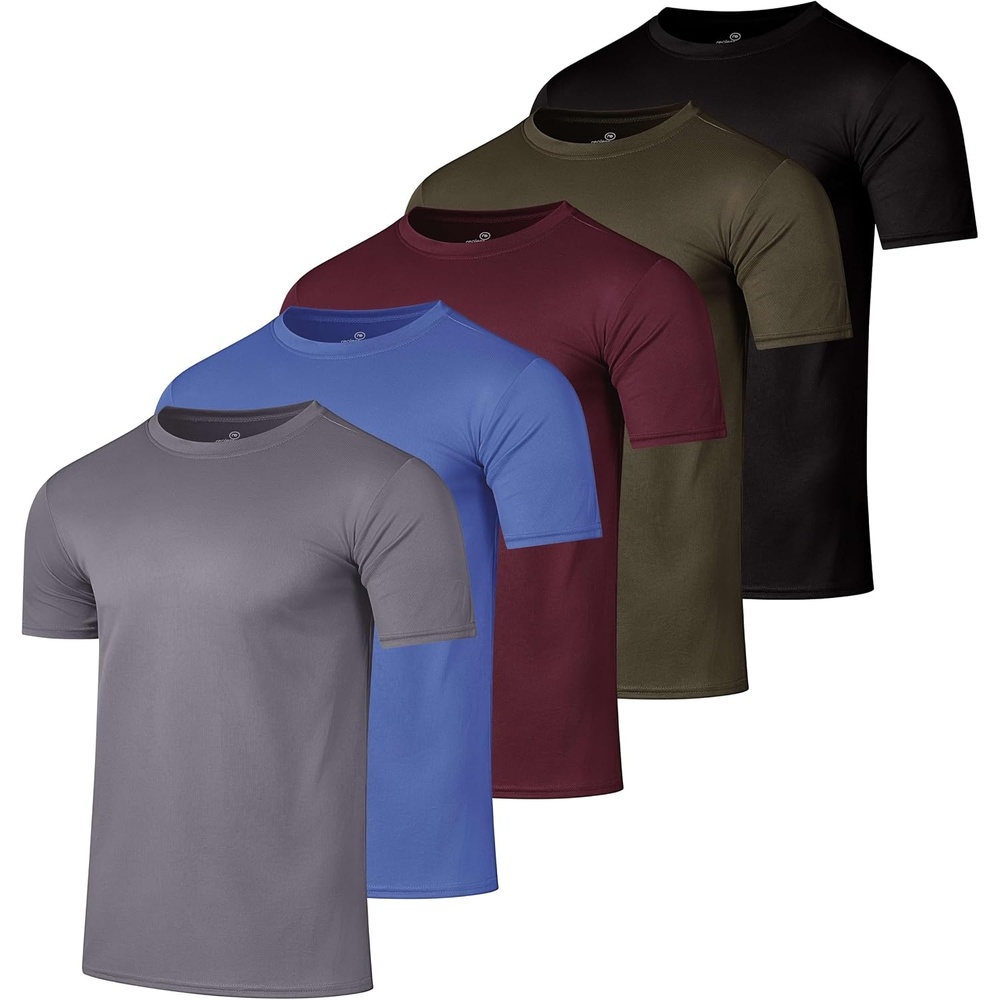 image:image5 Pack Mens Mesh Short Sleeve T Shirts Athletic Workout Running Gym TeesSet 4