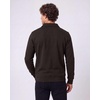 Real Essentials Mens LS Fleece Collared Quarter Zip(Solid Chocolate Torte  Solid Pine Grove)